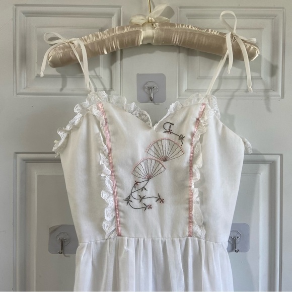 Vintage Candi Jones Lace Cottage Slip Dress Embroidered Prairie Floral Size 7 - Picture 3 of 14